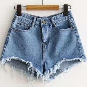 High waisted denim shorts